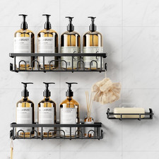 3 Pack Shower Caddy Shelves Adhesive Bathroom Organizer Rustproof Black