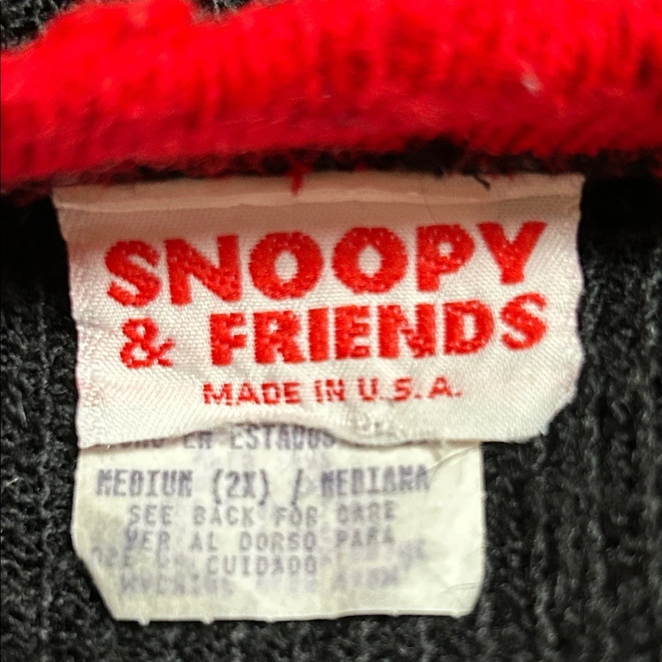 Suéter De Colección Snoopy & Friends De Gran Tamaño Años 80 Retazos Talla 2X Hecho en EE. UU. Foto 3 de 4