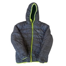 Eddie Bauer Boys Hooded Nylon Puffer Jacket Size 14-16 Waterproof Reversible