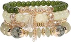 Bohemian Stackable Bracelets for Women Gold Beaded Stretch Charm Green