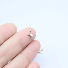 10Pcs Stainless Steel Shiny Mini Star Charms Pendant DIY Handcraft Waterproof Wo