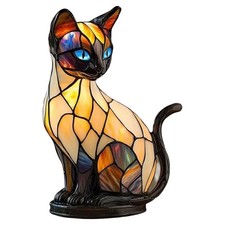 Lampe de Chevet LED en Forme de Chat en Verre Teinté, en Résine, pour Chamb7057