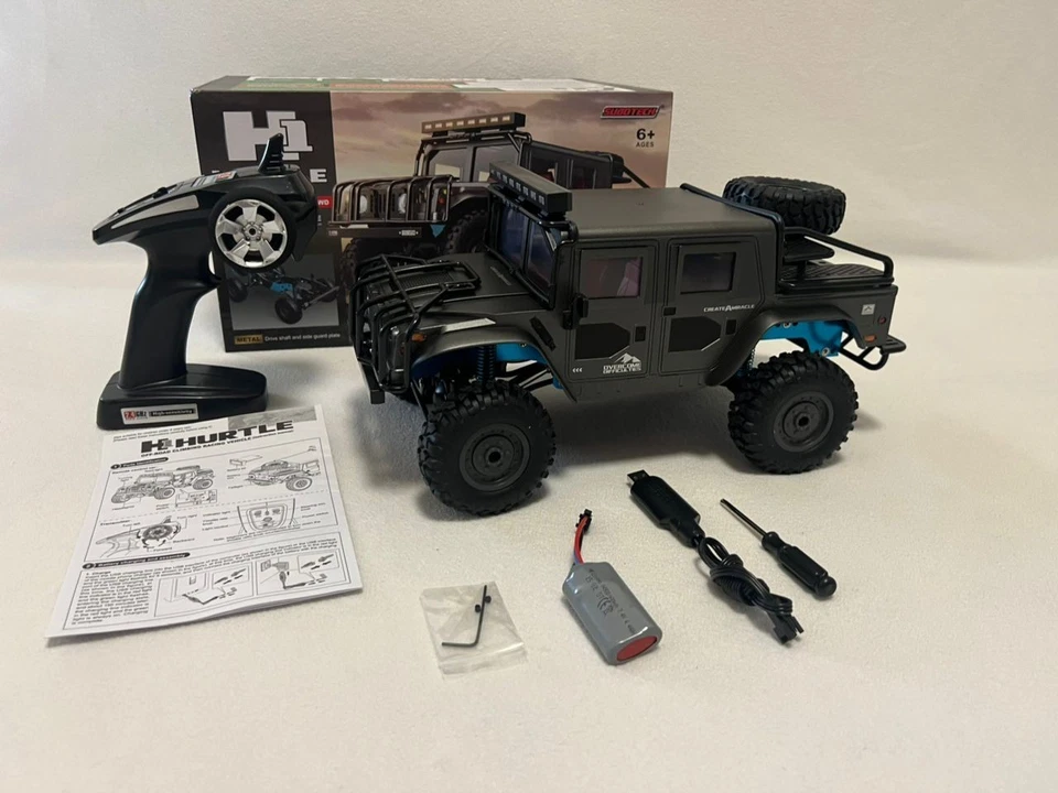JJRC Q121 Hummer H1 1:12 4WD RC Crawler Truck Car 2.4GHz LED Lights IPX4 RTF - Image 2 of 4