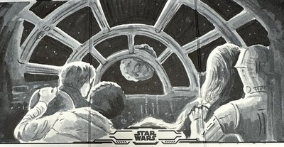 Star Wars Schmuggler Außenposten Triptychon Skizze signiert vom Künstler Frank Sansone