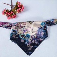 Flower Painted Faux Silk Satin Square Scarf Head Neck Shawl 35"x35" 90 X 90cm