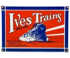 VINTAGE IVES TRAINS PORCELAIN SIGN SINCE 1868 GAS OIL TOY TRAIN STATION CROSSING