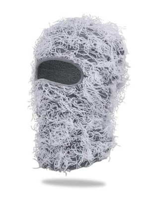 Distressed Balaclava Ski Mask for Men/Women Knitted Full One Size Grey White