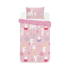 Kids Miffy Floral Single Bedding Set Duvet Cover With Pillowcase Reversible