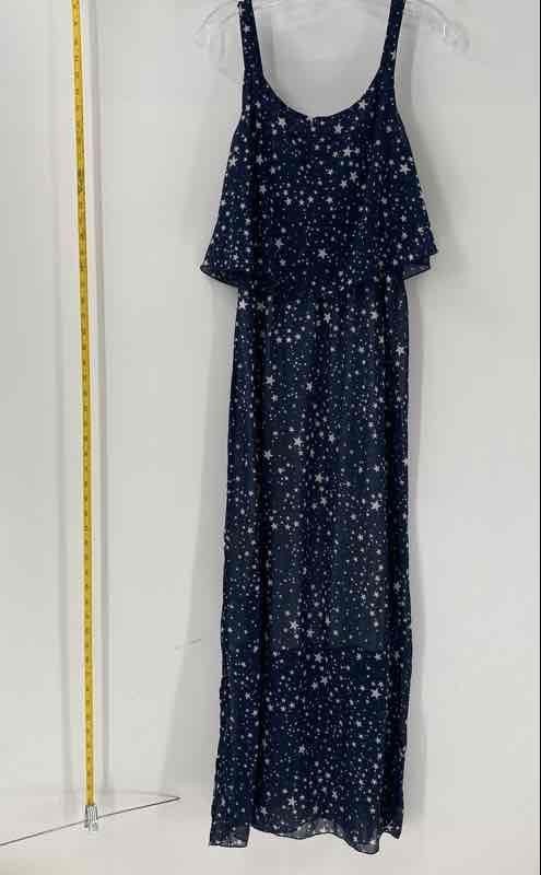 Chelsea & Theodore Womens Blue White Star Print Sleeveless Maxi Dress Size M