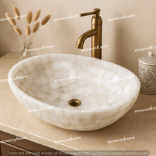 Fregadero moderno de piedra natural premium para baño o cocina - Fregadero de cuarzo blanco