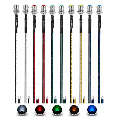 12V 8mm Prewired LED Indicator Dash Light Pilot Lamp Bulbs Diode Warning Signal