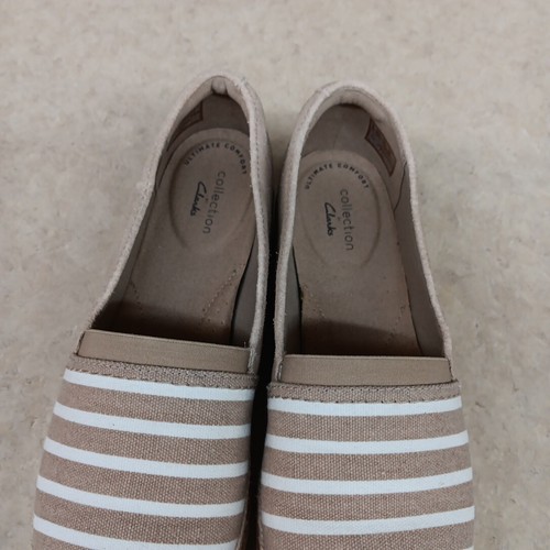 Clarks Collection Women's Espadrille Loafers Shoes Size 7.5 Leather Tan Striped - Picture 6 of 6