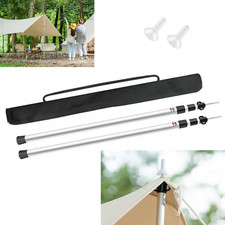2 Tent Pole Telescopic Adjustable Tarp Poles for Camping Canopy Awning Shelter