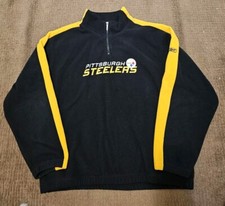 Vintage Reebok - PITTSBURGH STEELERS - Men's Quarter Zip Fleece PULLOVER - XL