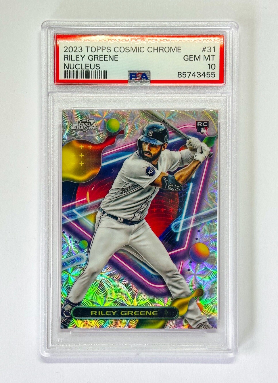 2023 Topps Cosmic Chrome Riley Greene Nucleus Refractor #31 RC PSA 10 Gem Mint