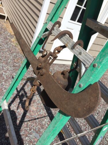 BENJAMIN DEARBORN PAT BALANCE BOSTON ANTIQUE c 1790’s WROUGHT IRON HANGING SCALE - Picture 4 of 12