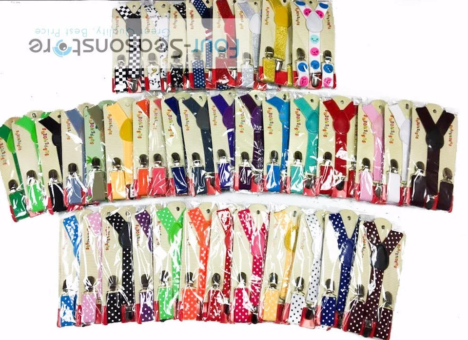 BOYS GIRLS KIDS Color New Born Baby Toddler Children Elastic Suspenders - Image 2 of 4