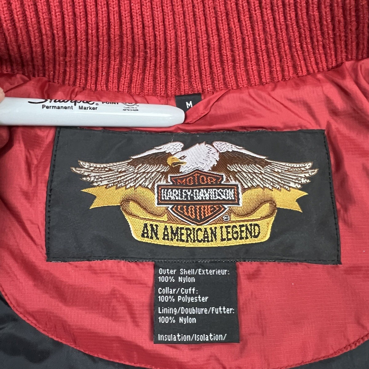 Harley Davidson Down Puffer Jacket Womens Medium Motorcycle