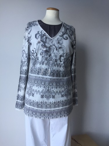 Madeleine. Pullover. BW/Viscose/Cashmere. . Gr. 40/42. Glitzer. weiß/grau - Bild 4 von 19
