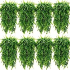 8Pcs Artificial Boston Fern Plant Fake Hanging Trailing Foliage Vine Home Decor