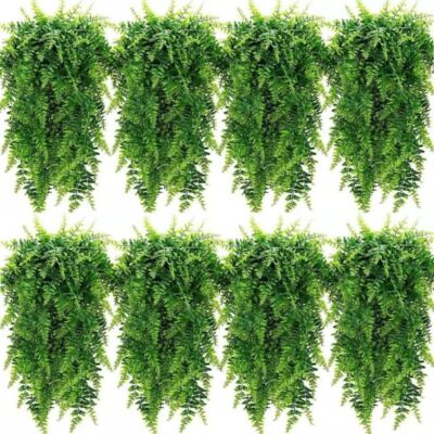 8Pcs Artificial Boston Fern Plant Fake Hanging Trailing Foliage Vine Home  Decor | eBay