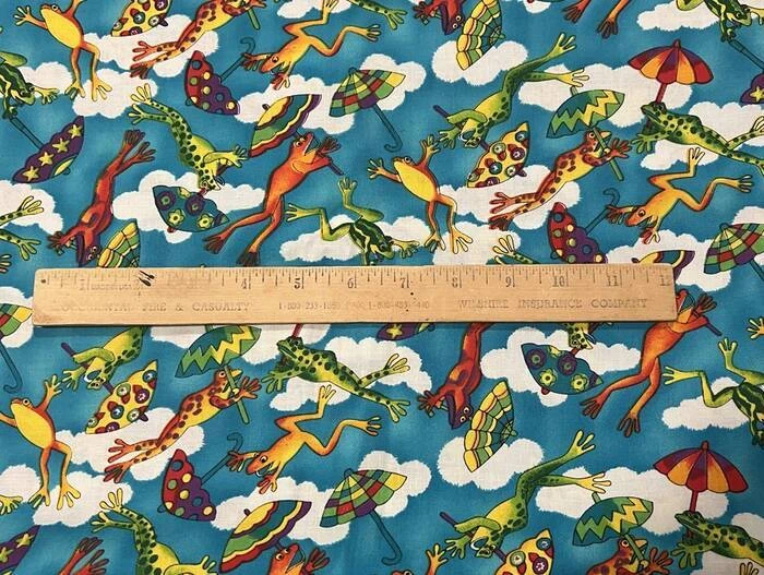 Hoffman Int'l Fabrics RAINBOW CRITTERS Cotton Leaping FROGS 2.5 yards - Image 2 of 3