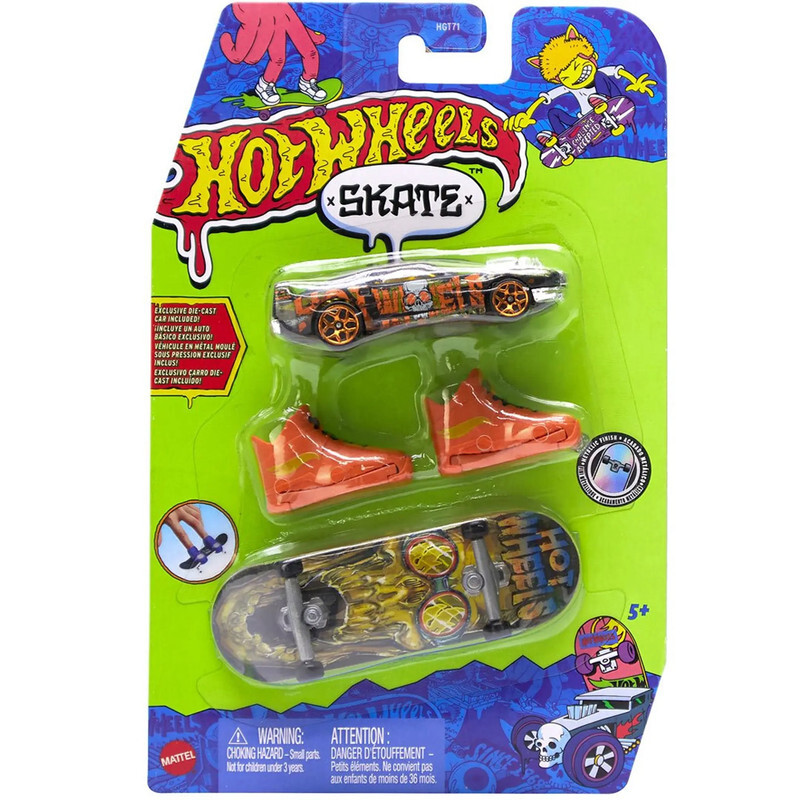 Hot Wheels Skate Set Mit Fingerboard + Die-Cast Auto – Inkl. Ghastly Ghoul & Rivited