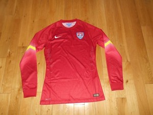 NWOT Nike USA 2014 Authentic Red WC LS Goalkeeper USMNT Soccer Jersey Kit Mens M | eBay