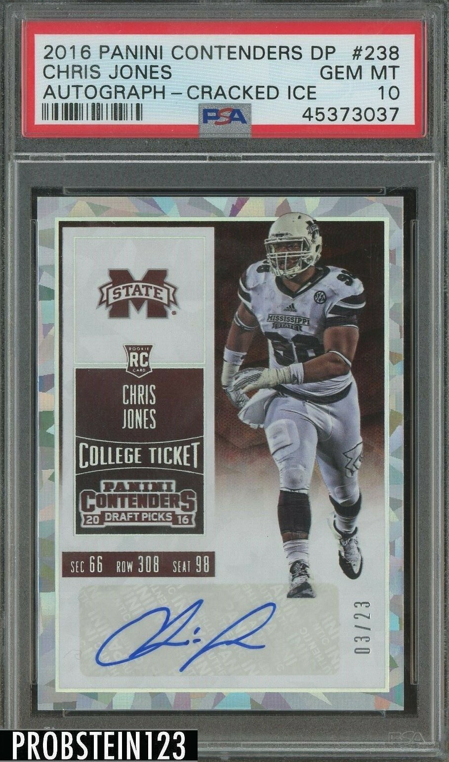 Chris Jones Panini Contenders Draft Picks #238 Autograph-Cracked Ice