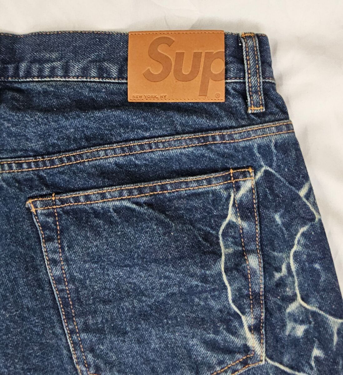 Supreme Shibori Loose Fit Jean Rigid Indigo Blue Denim Size Supreme Shibori Loose Fit Jean Rigid Indigo Blue Denim Size