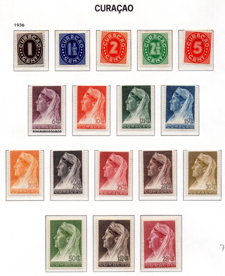 NETHERLANDS ANTILLES CURACAO 1934-1942 SIX COMPLETE SETS MINT HINGED - Image 2 of 3