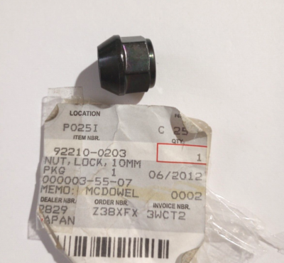 ハンドメイドつ Kawasaki Brute Force 650, 750 Lock Nut 10MM NOS 92210-0203 (L-5943