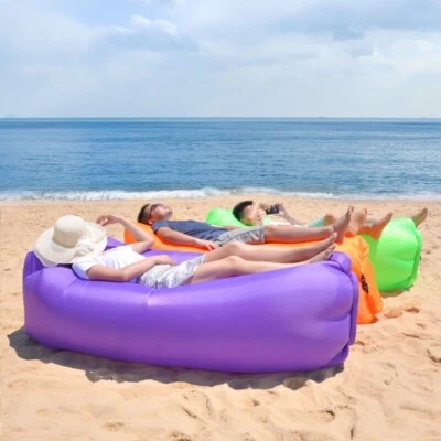 Lazy Outdoor Inflatable Sofa Air Bed Lounger Sofa Sack Hangout Camping Beach Bag - Image 1 of 4