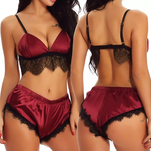 Red Sexy Lingerie Lace Babydoll Bra Thong Set Sleepwear Underwear Nightwear Lot - Picture 12 of 84
