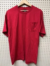 Vtg Hanes Blank Red Pocket T-Shirt Large L Plain Beefy Short Sleeve