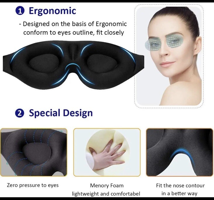 MZOO Sleep Eye Mask for Men Women, 3D Contoured Cup Sleeping Mask