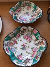 Antique Early Asian Oriental Japanese? Ornate Hand Painted? floral Bowls Dishes