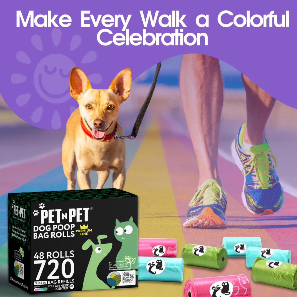 Bolsa para caca de perro lavanda perfumada Pet N Pet colorida 720 cuentas bolsas para perros caca Foto 4 de 4