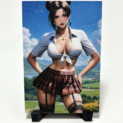 Naruto Tenten Sexy Anime Waifu School Girl Doujin Lewd Goddess Glitter Art Card