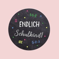 "50 X Sticker \"Endlich Schulkind\" Schulanfang Einschulung Aufkleber"