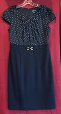 Tahari Black Career Sheath Polka Dot Bodice Cap Sleeves Arthur Levine Line SZ 6