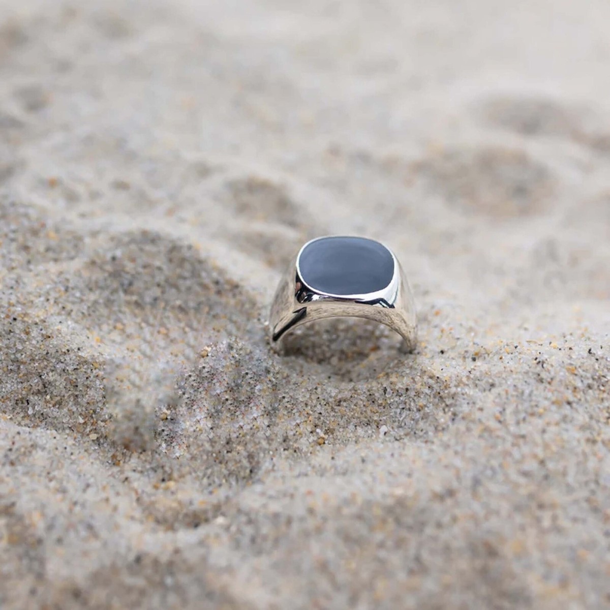 SILVER925 ONYX DESIGN BIG RING /シルバー/リング Solid 925 Sterling Silver Rectangle Black Onyx Stone Simple