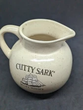 CUTTY SARK SCOTS WHISKY Water Pitcher Jug WHhiskey 4.5” Cream Flecked Bar Pub