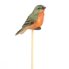 Set of 2 Factory Direct Craft 7-1/2" Carved Wood Robin Birds on Picks