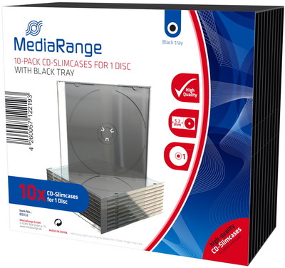 10 Mediarange CD Hüllen 1er Slimcase 5,2 mm für je 1 BD / CD / DVD schwarz