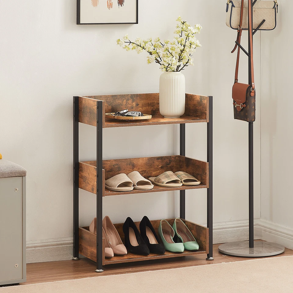 3-Tier Bookcase Storage Shelves Wooden Organizer Display Rack Storage Small - Image 3 of 4