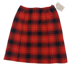 NOS PENDLETON 26" Waist Skirt Red Wool Plaid Vtg 70s A-Line USA Knee