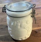 Vintage Wheaton Fruit Embossed White Glass Mason Jar 3/4 L Milk Glass Canister