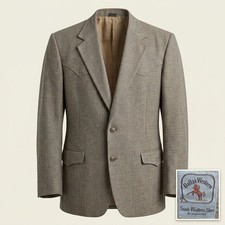 Dallas Western Blazer Mens 44L Tan Textured Sam's Western Store Sport Coat VTG