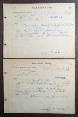 1918 2x Great Eastern Railway Stratford Station Engineer's Department Quittungen